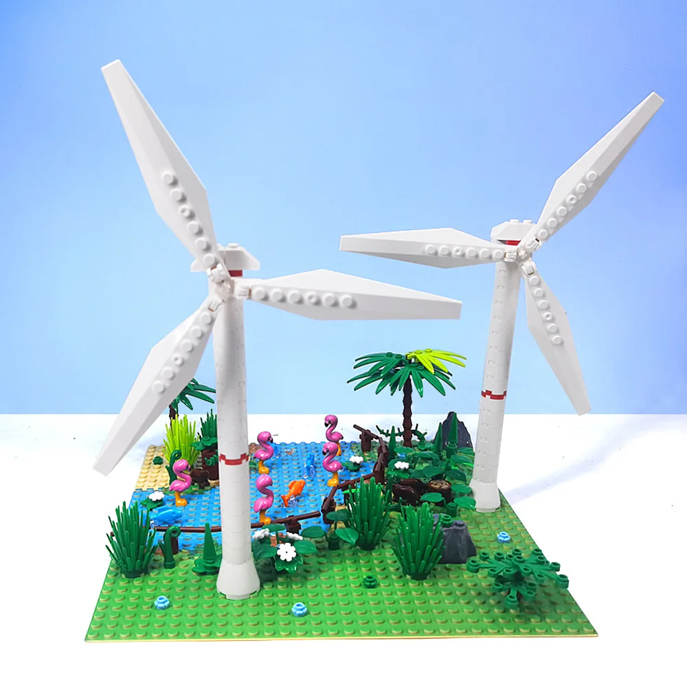 MOC Windmill Garden Scene Building Set DIY Architecture Model with Rotating Blades for Adults & Kids DIY Educational Puzzle Gift