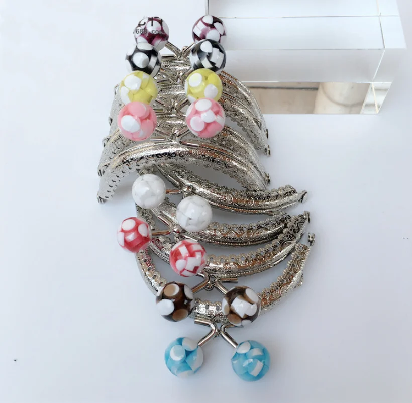 30pcs/20pcs/10pcs 8.5CM Candy head Bag Kiss Clasp silver semicircle Metal Coining Pattern Purse Frame DIY Bag Sewing Accessories