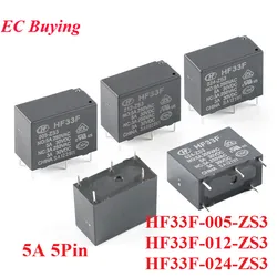 1Pc-10Pcs Relays HF33F 005-ZS3 012-ZS3 024-ZS3 DC 5V 12V 24V 5A HF33F-005-ZS3 HF33F-012-ZS3 HF33F-024-ZS3 5Pin Power Relais