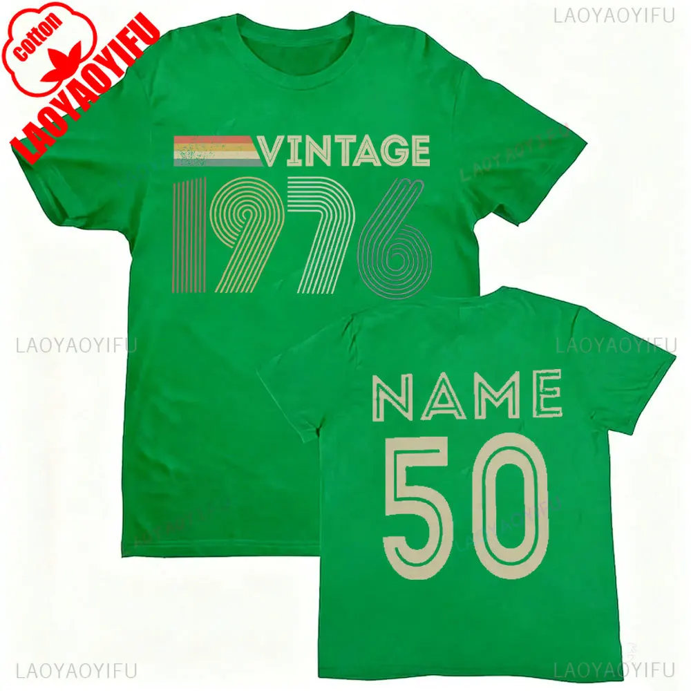 Vintage 1976 gepersonaliseerde 50e verjaardag T-shirt voor 2026 aangepaste naam cadeau idee zomer ademend Camisetas nostalgie retro tops