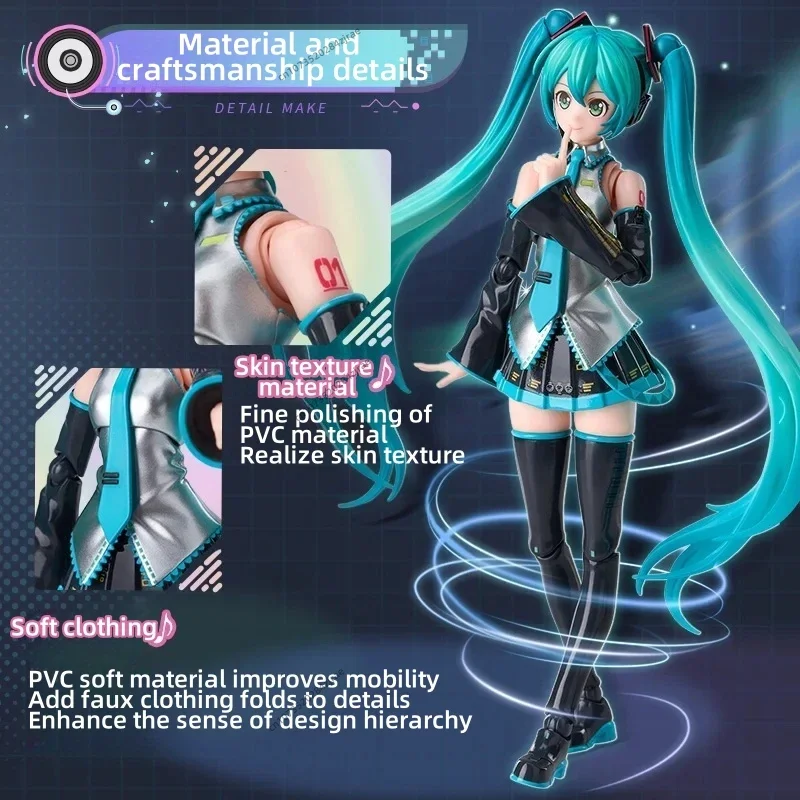 BLOKEES Hatsune Miku Blok Bangunan 15CM Edisi Ajaib Perakitan Model Gitar Piano Elektronik Boneka Aksi Hadiah Mainan Anime