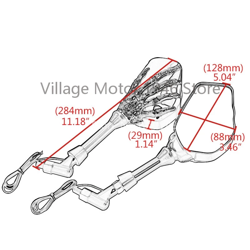 Black Universal Motorcycle Rearview Mirror W/Screw Skeleton Skull Hand Claw Motorbike Side Mirrors For Harley Davidson Softail