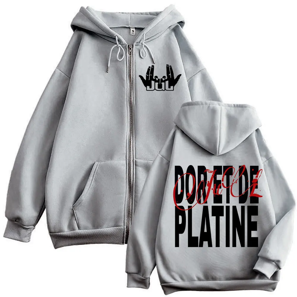 French Rapper JUL Double Sided Print Zipper Hoodie Men Women Clothing Hip Hop Zip Up Sweatshirts High Quality Fashion Pullovers