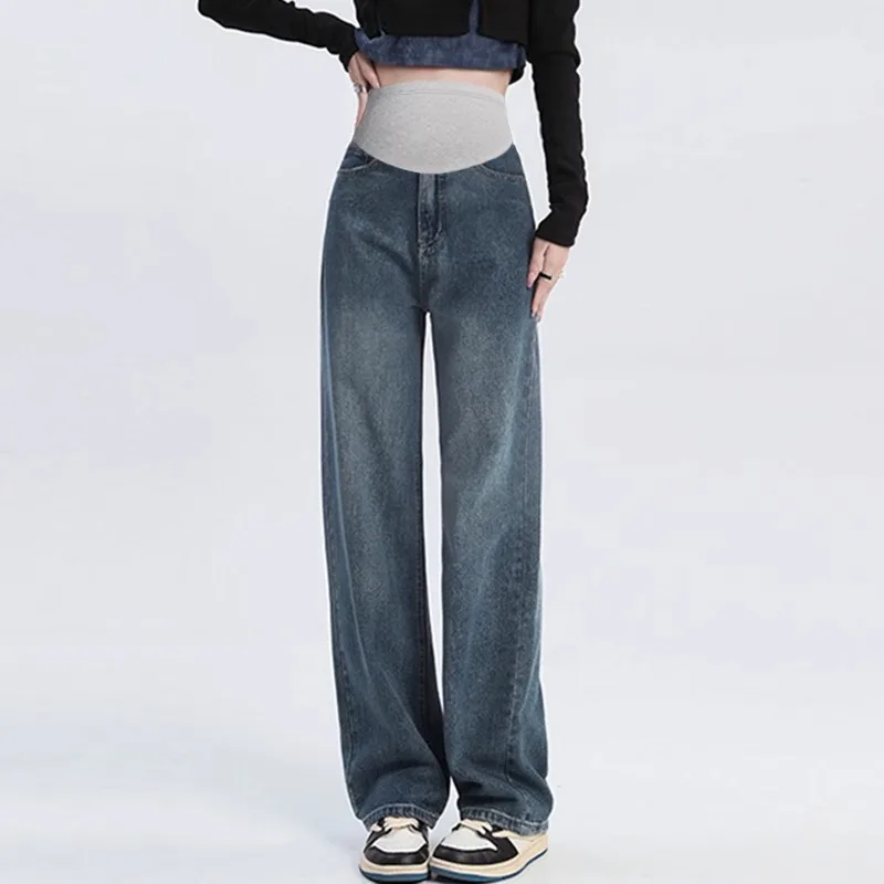 

Fashion Maternity Jeans Maternal Clothes for Pregnant Wide Leg Pants Belly Support Trousers Premama Clothing Pregnancy