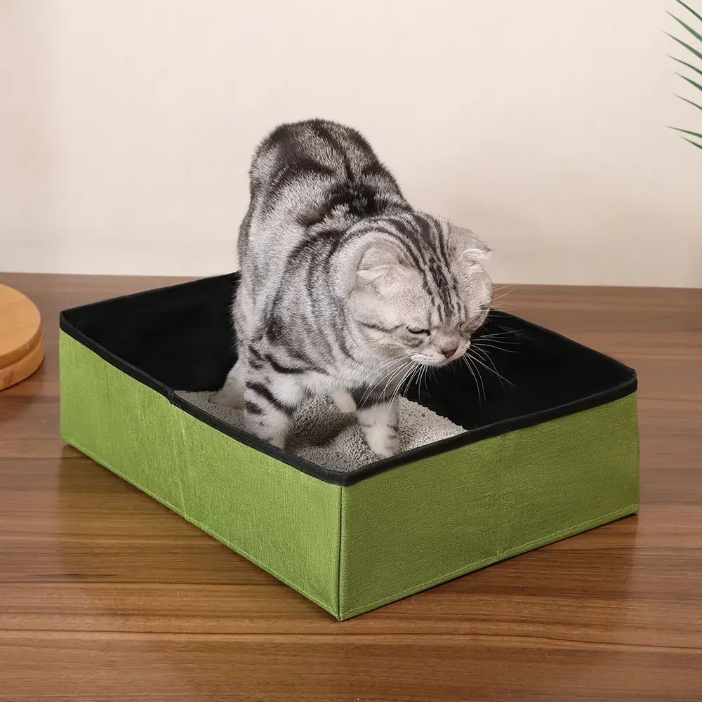 Durable Foldable Cat Litter Box Oxford Cloth Out Portable Large Waterproof Car Cat Litter Box - view 4