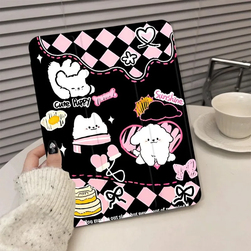 Check Omelette Puppy 360 Degree Rotating Protective Case for IPad10.2 7th 8th 9th Air 4 Air 5 10.9 Ipad Pro 11 Inch Case 2024