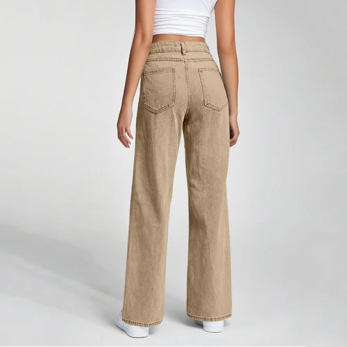 Pantalones de pierna recta de talle alto para mujer, pantalones casuales sueltos, pantalones vaqueros cómodos y de moda adecuados para uso diario