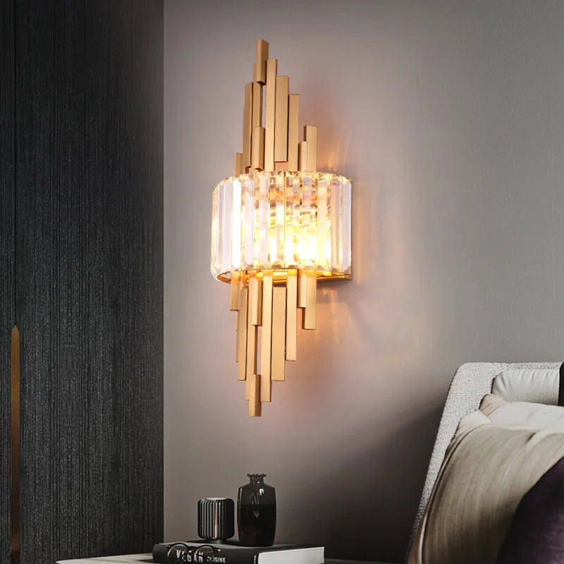 Moderne Luxe Hardware Kristallen Wandlamp Voor Woonkamer Tv Slaapkamer Nacht Verlichting Studie Decoratie Huis Indoor Armaturen