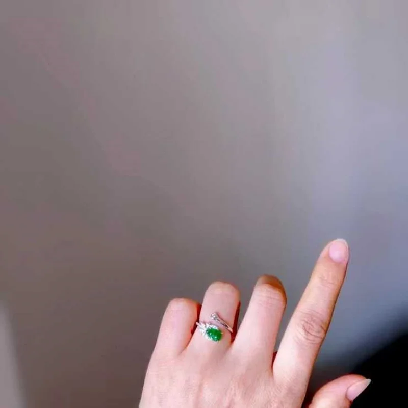 SGARIT s925 Silver Gourd-shaped Jade Men's Women's Rings Classic Rings Open In The Elegant And Simple Style of Ethnic Culture