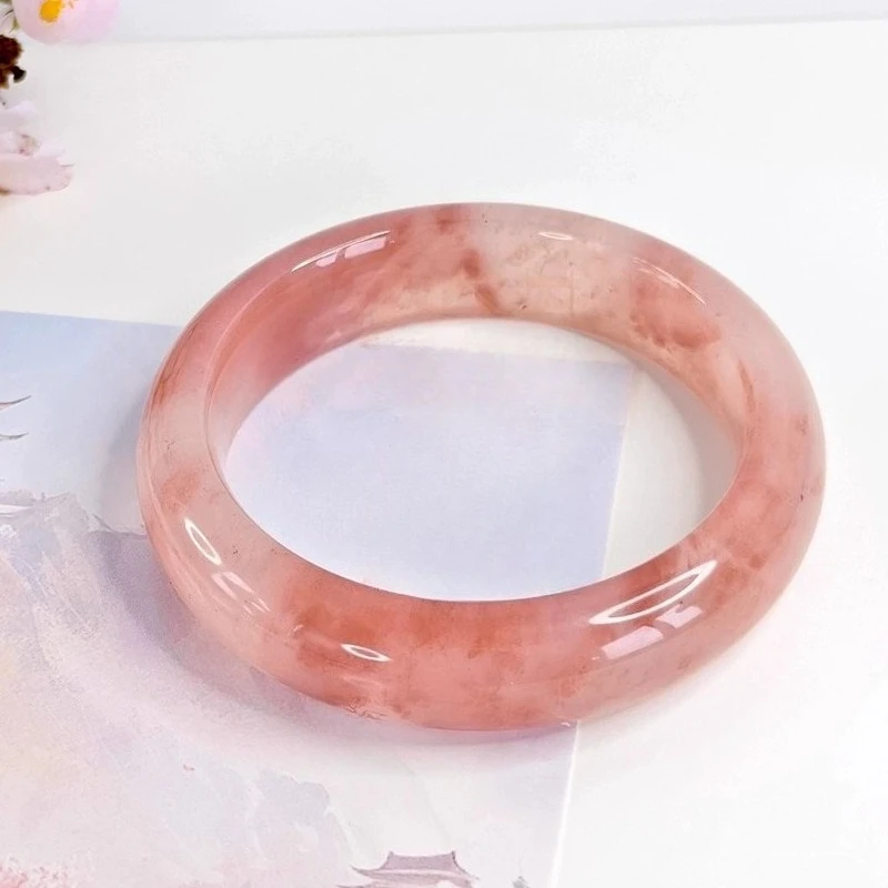 

Natural Golden Jade Peach Blossom Stuffed Bracelet, Exquisite and Fashionable Jade Bracelet