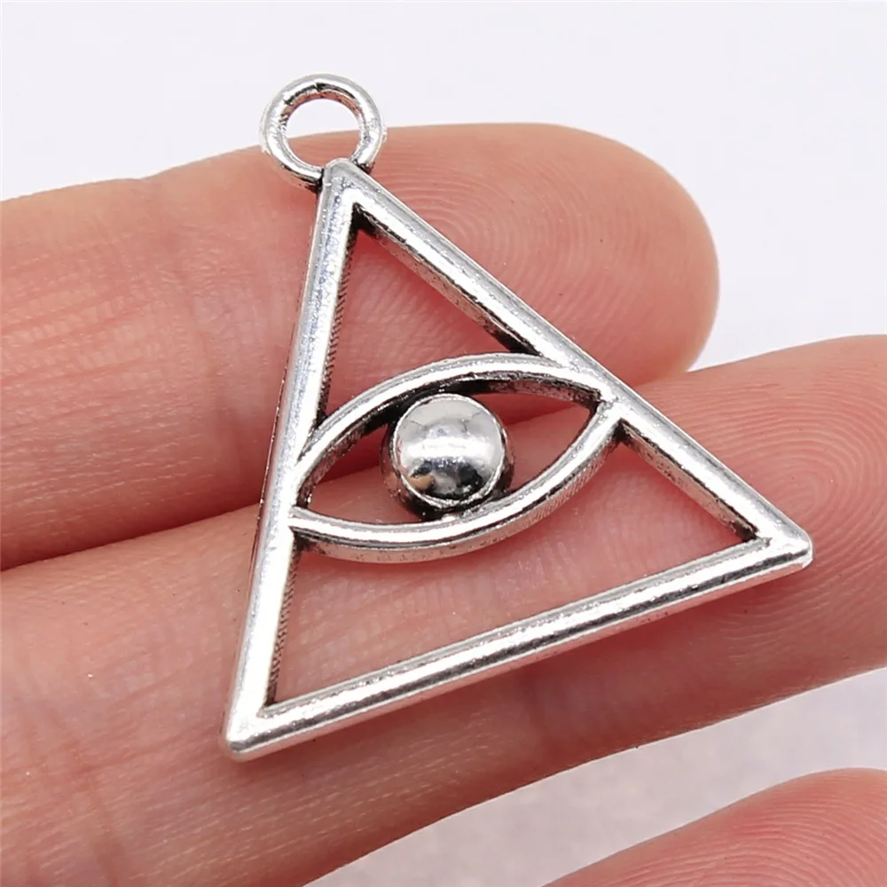 5Pcs Charms Deathly Hallows Death Eye 28x26mm Antique Bronze Silver Color Pendants Making DIY Handmade Jewelry Factory Wholesale