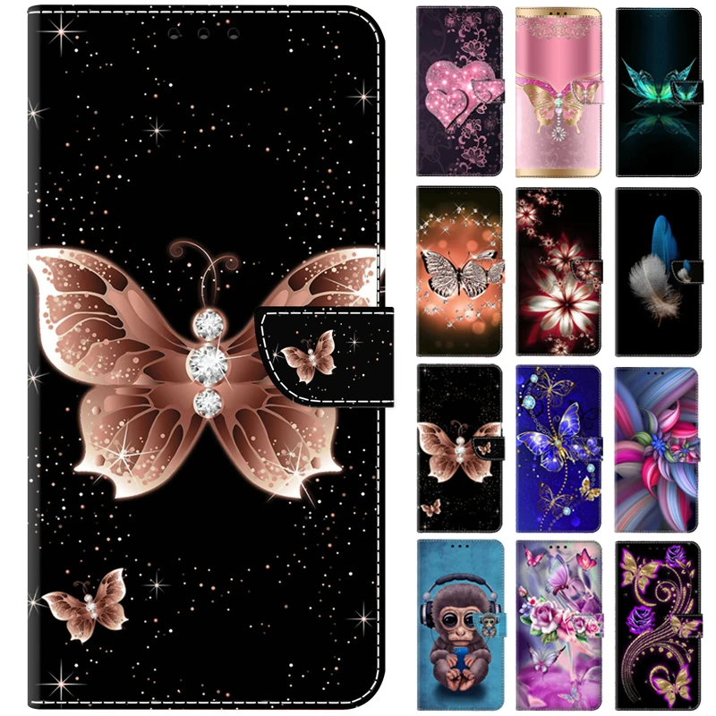 J3/J5/J7 Pro Diamond Butterfly Case for Samsung Galaxy J3 J5 J7 2017 2016 J6 2018 J4/J6 PLUS J 7 Wallet Leather Cover Phone Case