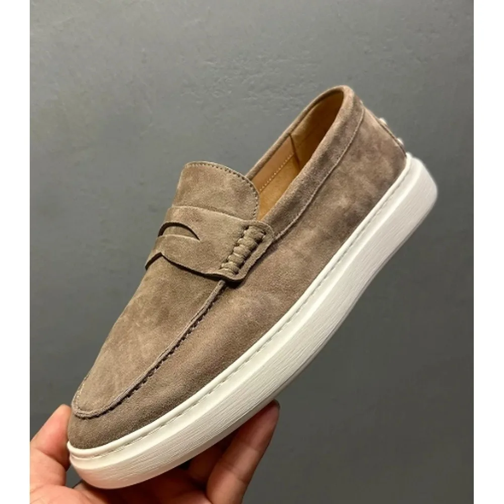 Light White Thick Sole Casual Footwear, Soft Moccasin Style for Daily Vacation Street Wear