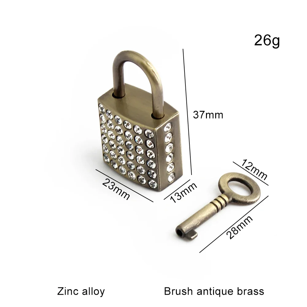 2/10Sets 23*37mm Metal Rhinestone Square Lock For Jewelry Box Handbag Purse Bags Pendant Padlock Twist Lock Buckle Accessories