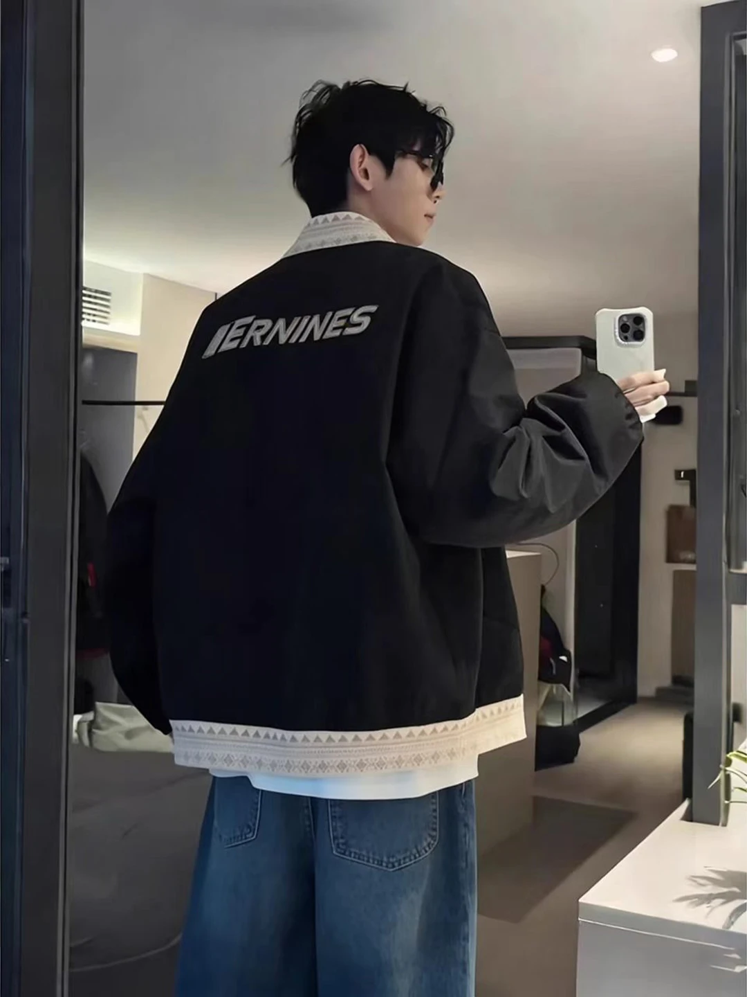 

Мужская весенняя куртка с вышивкой в американском стиле, в стиле Fair Isle, с элементами пэчворка, в стиле Small Fragrance, верхняя одежда Cleanfit, с воротником-стойкой, базовая модель