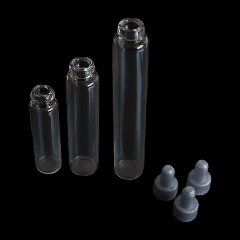 Botella de tubo de ensayo de Perfume, minidispensador de aceite refinado portátil, botella de vidrio de prueba con enchufe interno, 10 piezas, 1/2/3ml