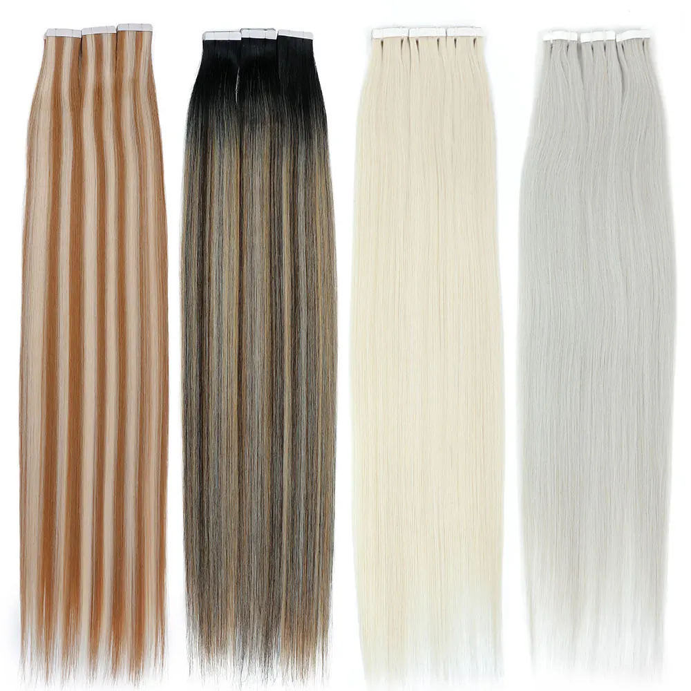 

Synthetic Tape In Hair Extension 26" Heat Resistant P27-613 FLAXBROWN Double Sided Adhesives Hair Extension 20Pcs/pack 50g
