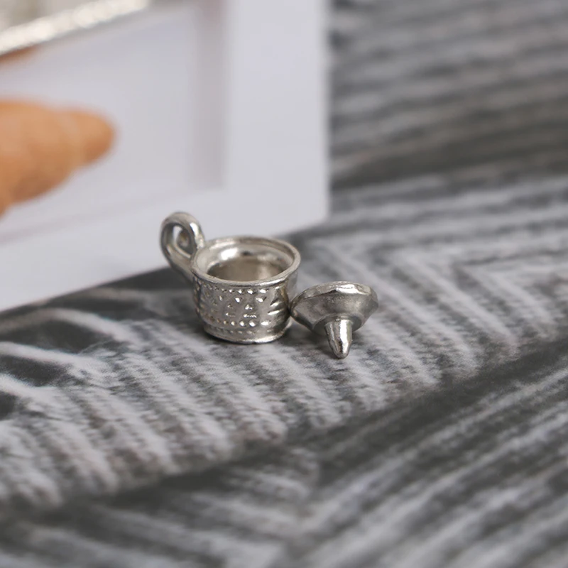 10Pcs/Set Dollhouse Miniature Silver Metal Tea Coffee Tray Tableware Set For Dollhouse Decoration