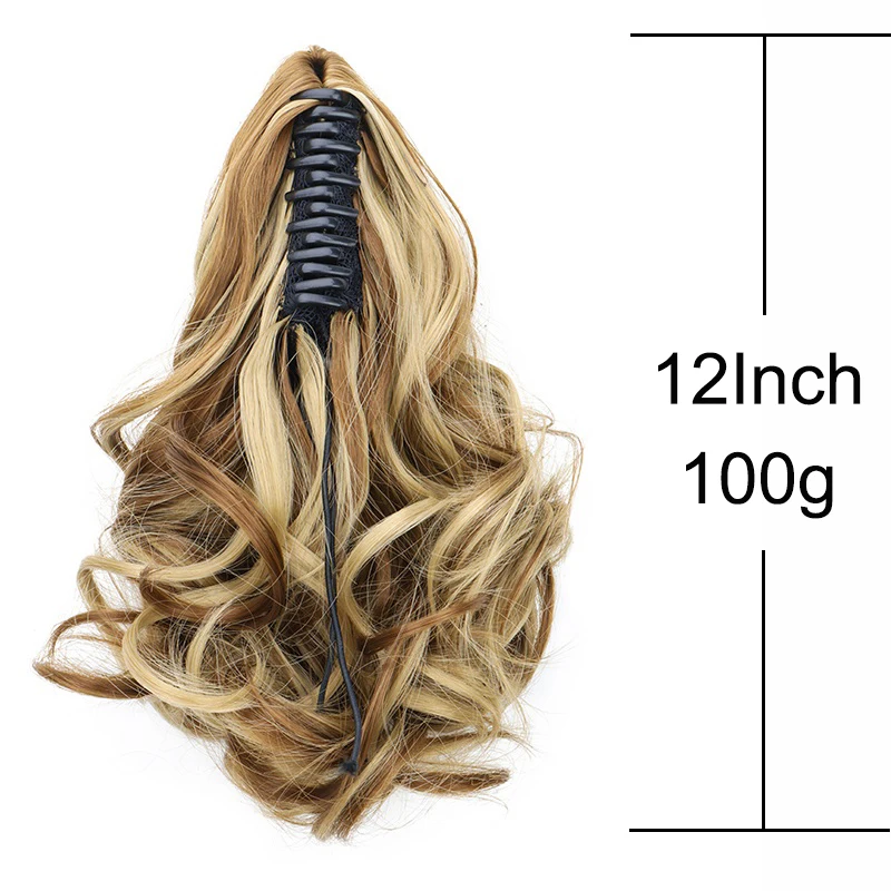 WIGSIN 12Inch Synthetic Claw Clip Ponytail Hair Extensions Short Curly Ponytail Hair for Women Blonde Ponytail Hairpiece