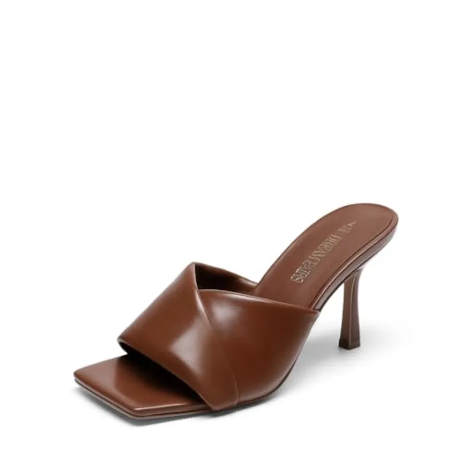 Zapatos de tacón alto tipo mule para mujer, con punta cuadrada abierta, cómodos, sexys, para vestir, sandalias de moda, casuales, para fiesta de graduación.