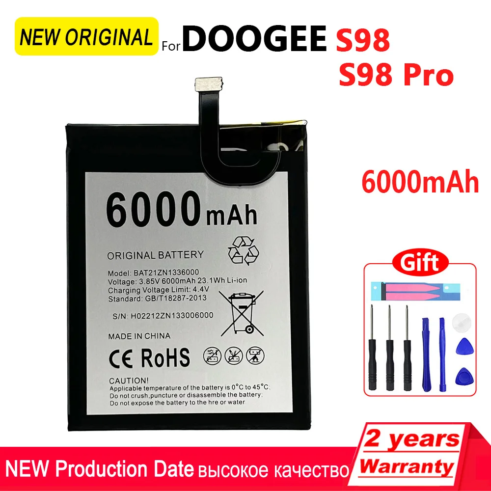 

100% Genuine Replacement Battery BAT21ZN1356000 Battery 6000mAh For DOOGEE S98 Mobile Phone Bateria+ Free Tool