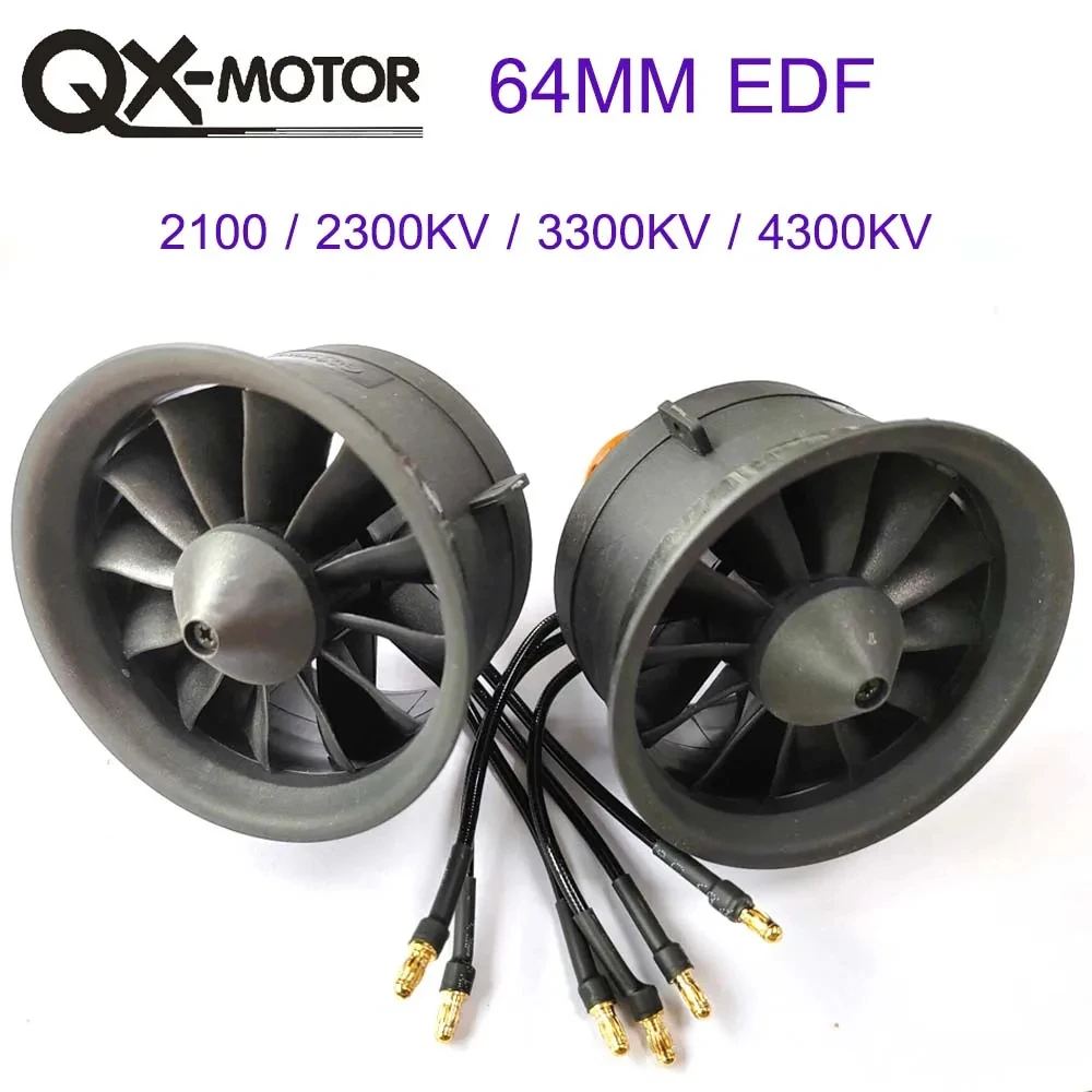 Qx-motor plástico 64mm edf qf2822 2100kv 2300kv 3300kv 4300kv motor sem escova com 60a 80a esc para avião rc brinquedo de controle remoto