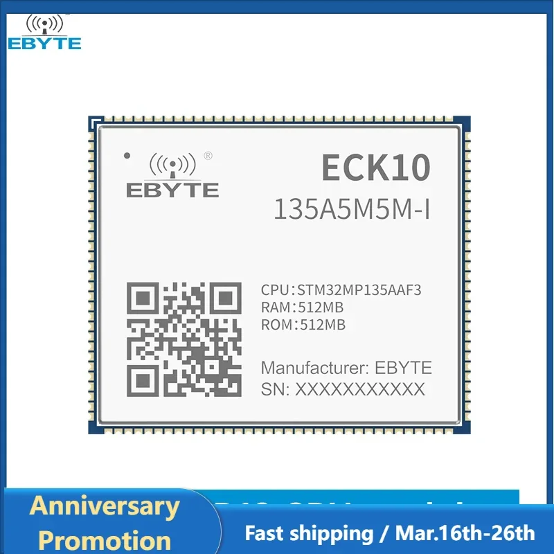 STM32MP13 System On Board ARM cortex A7 650MHz Linux SOM EBYTE ECK10-135A5M5M-I 512MB DDR3 512MB NAND FLASH Low Power Core Board