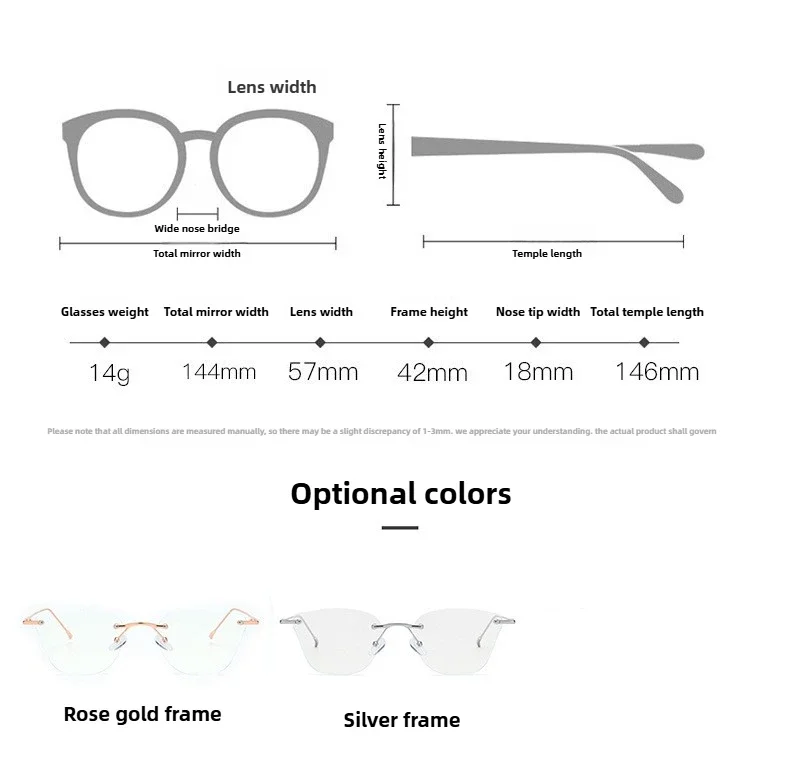 Künstlerische und minimalistische rahmenlose Myopiebrille mit goldenem Rand und blauem Licht. Modische und vielseitige Myopiebrille mit Katzenaugenrahmen – Detail 8