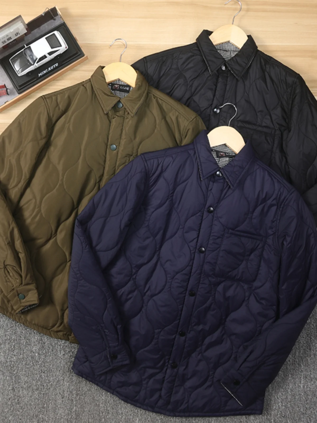 

Retro Japanese Sle Men's Casual irt Jaet Cotton Lined Stand Collar Autumn Winter Faion Ci Stand Fit Cotton Coat