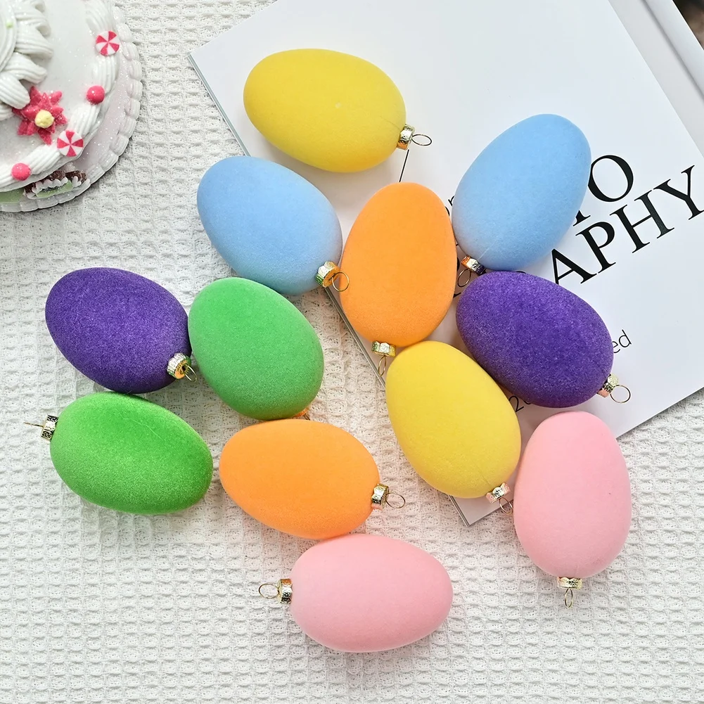 

For Hanging Ornaments Easter Egg Set Painted Ornaments Hand Painted Eggs Fabric Flocking Intricate Hand-painted Details