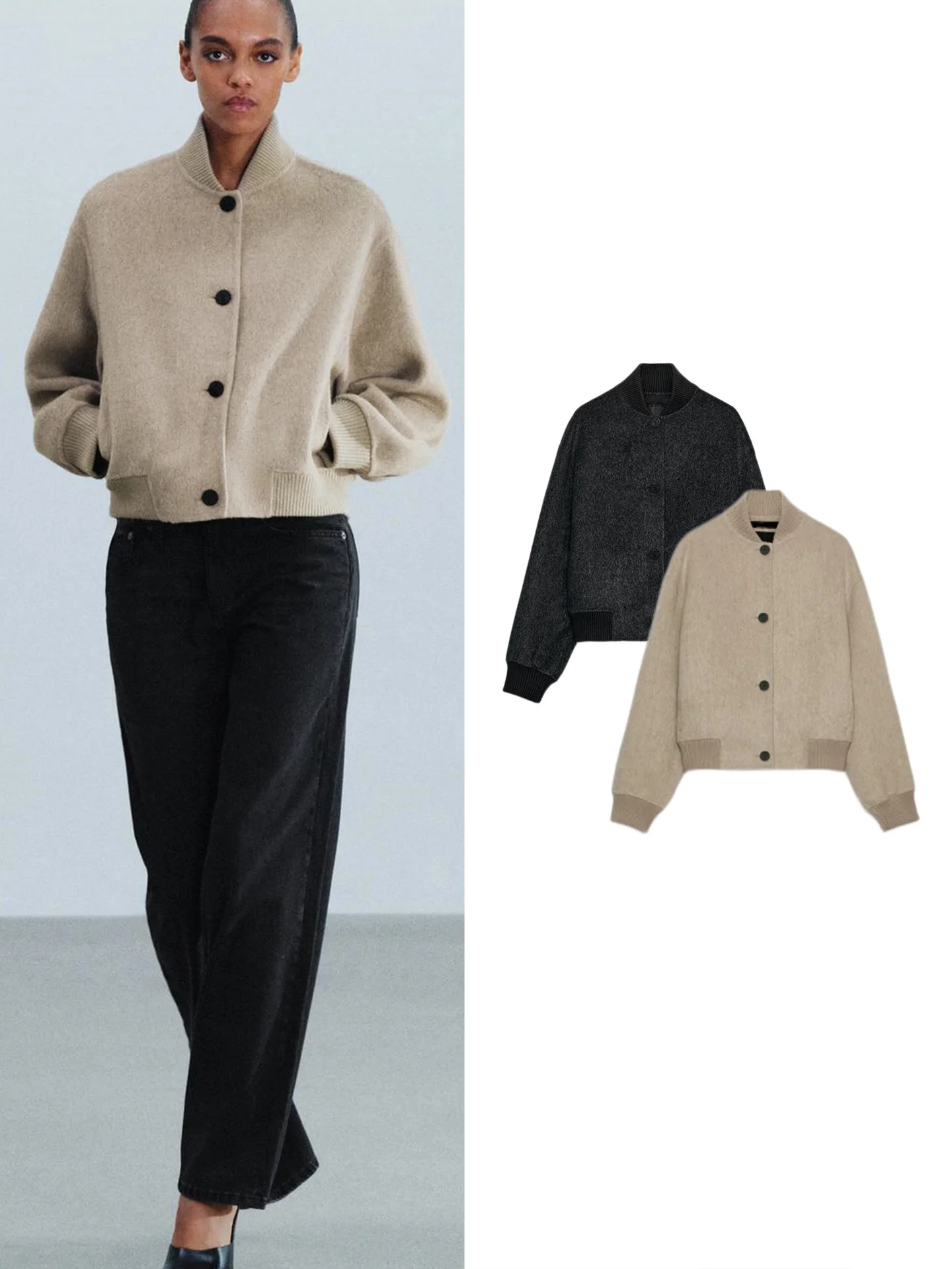New Autumn Women's Commuter Style Long Sleeve Stand Collar Single Row Buttoned Pilot Jacket Outerwear Polyester Fiber Standar...
