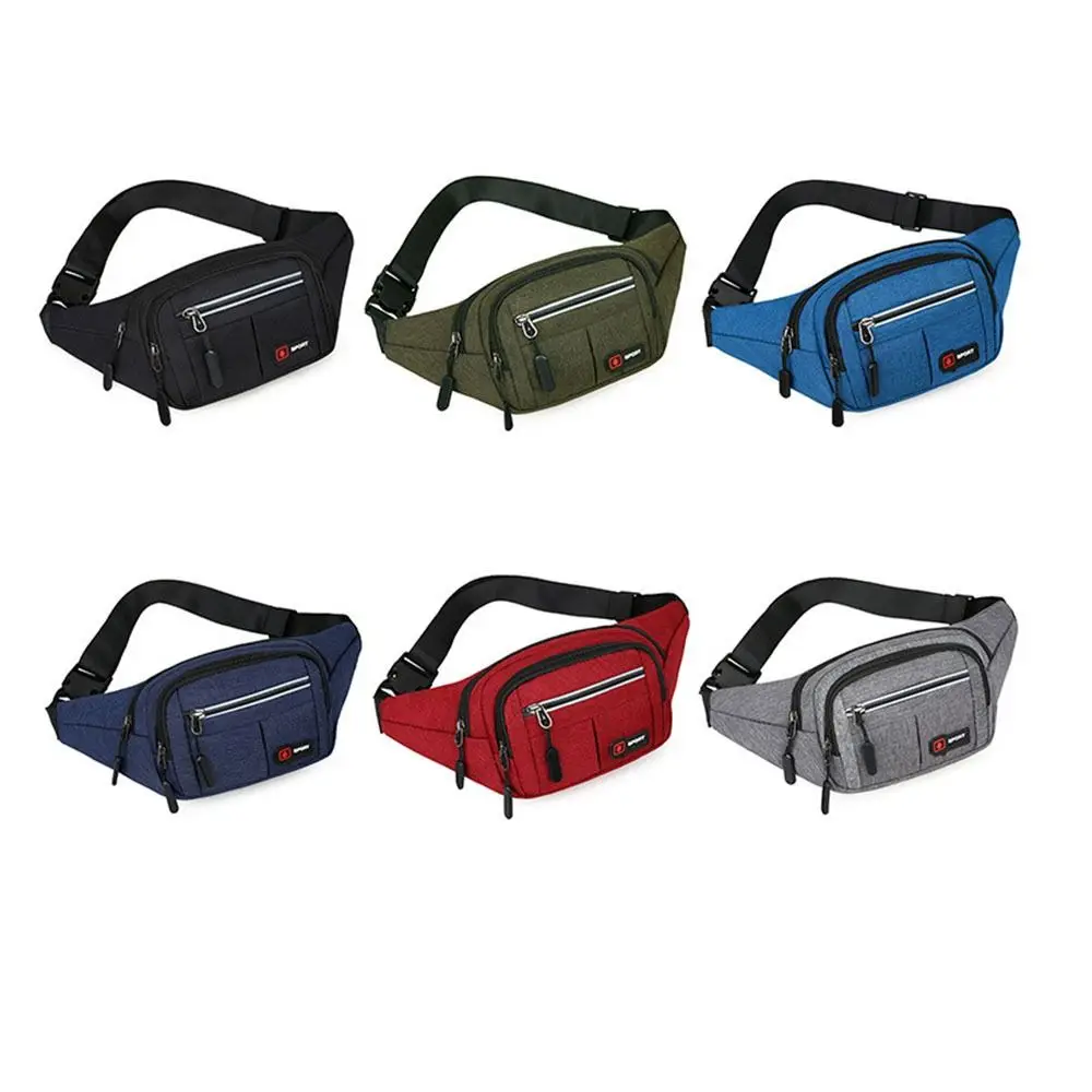 Heuptas voor heren met grote capaciteit en reflecterende strip Verstelbare schouderriem Sport Crossbodytassen Nylon lichtgewicht borsttas