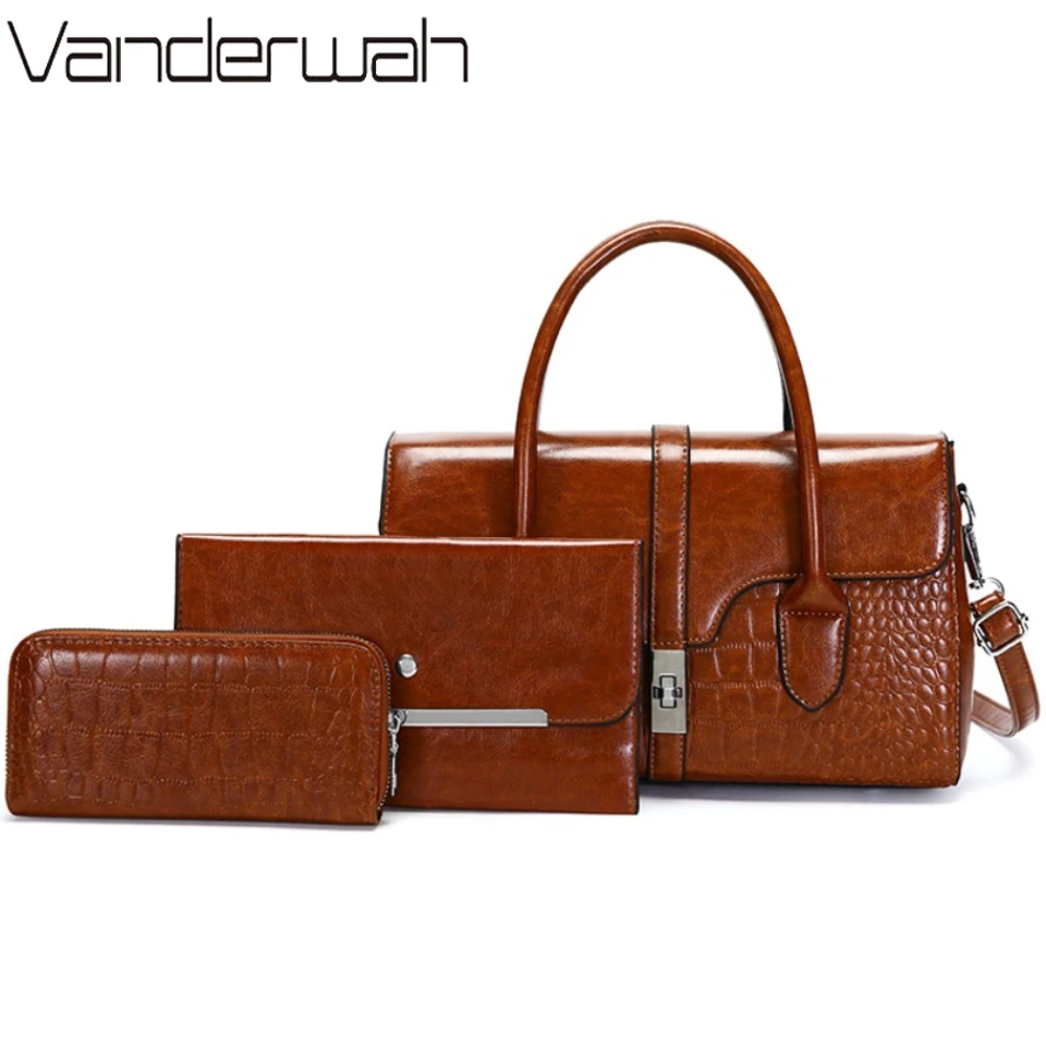

Luxury Alligator Oil Leather Purses And Handbags Caual Tote Shopping Bag for Women Daily Commuting Hand Shoulder Crossbody Bags