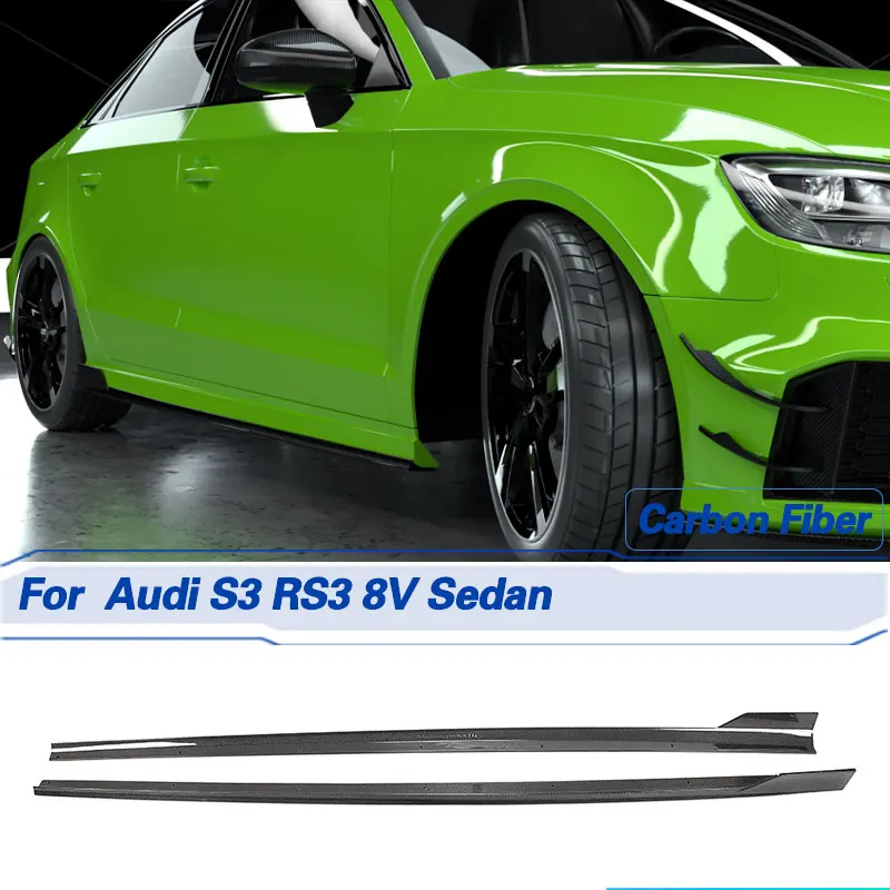 

Удлинители боковых юбок автомобиля из углеродного волокна для Audi S3 RS3 8V Sedan 2017-2020, фартук на боковую дверь, бампер, юбка для губ, комплекты кузова