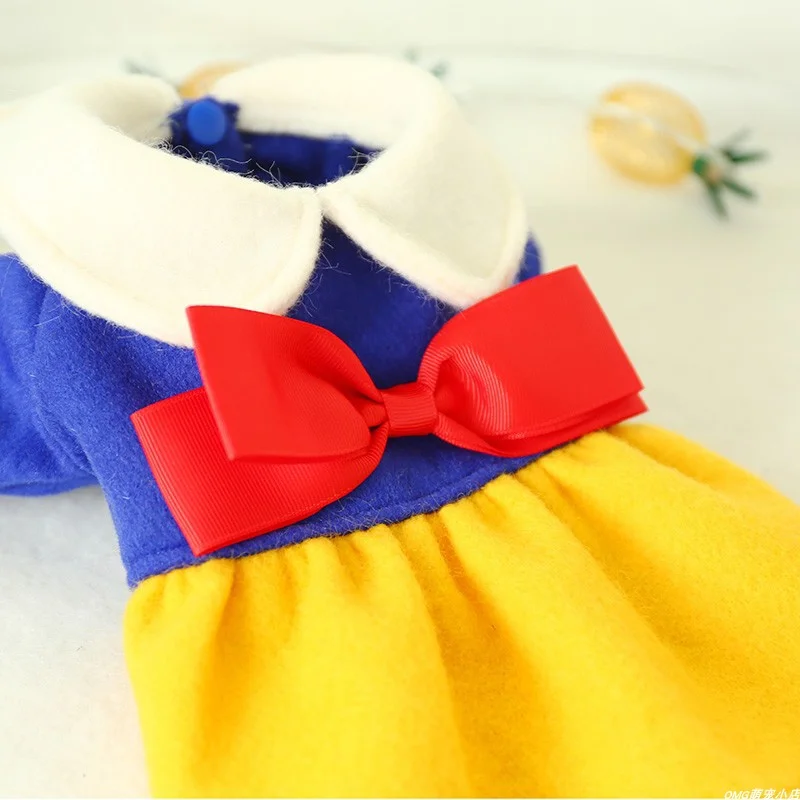 1PC pet clothing autumn and winter doll collar red, yellow, blue princess dress suitable for small and medium-sized dogs