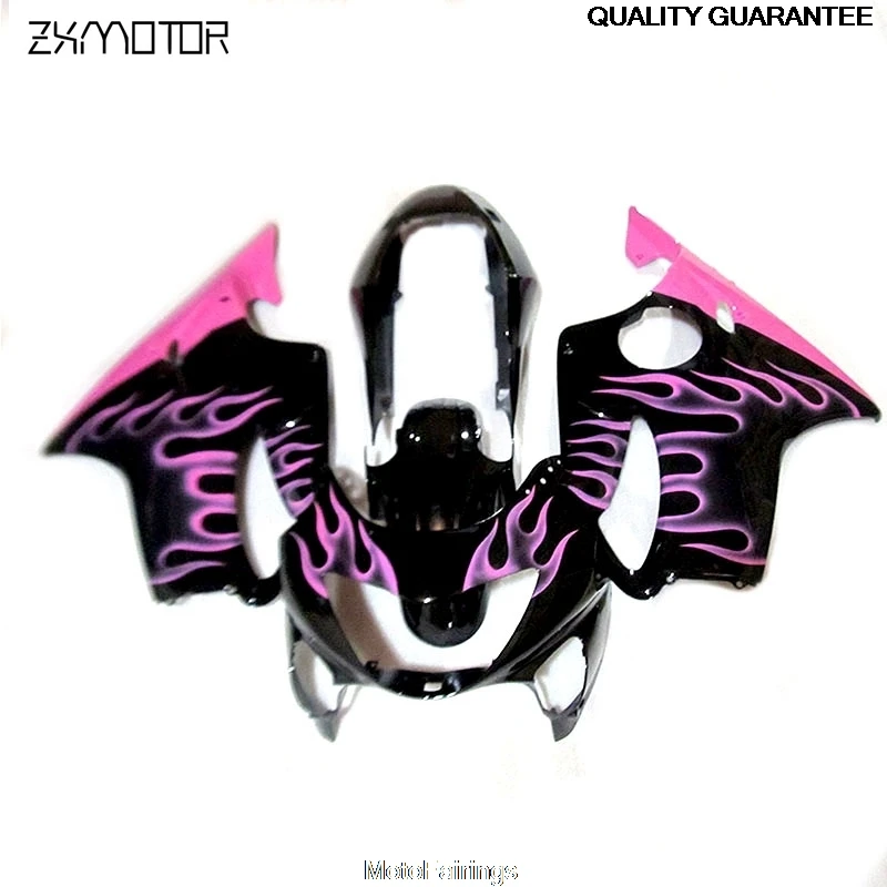 Pink Flames Black Injection Bodyworks Fairing kits for Honda CBR600 F4 1999 2000 fairings set cbr 600 f4 99 00 NO.07
