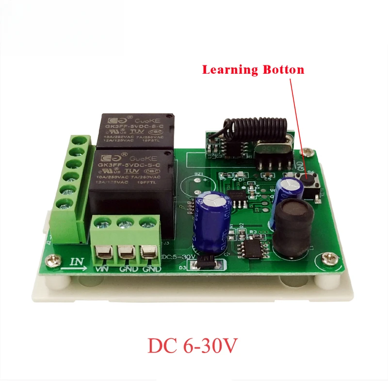 Universal Wireless Remote Control Switch 433Mhz DC 6V 12V 24V 48V 60V 2 CH RF Relay Receiver Module DC5-30V For Smart Home
