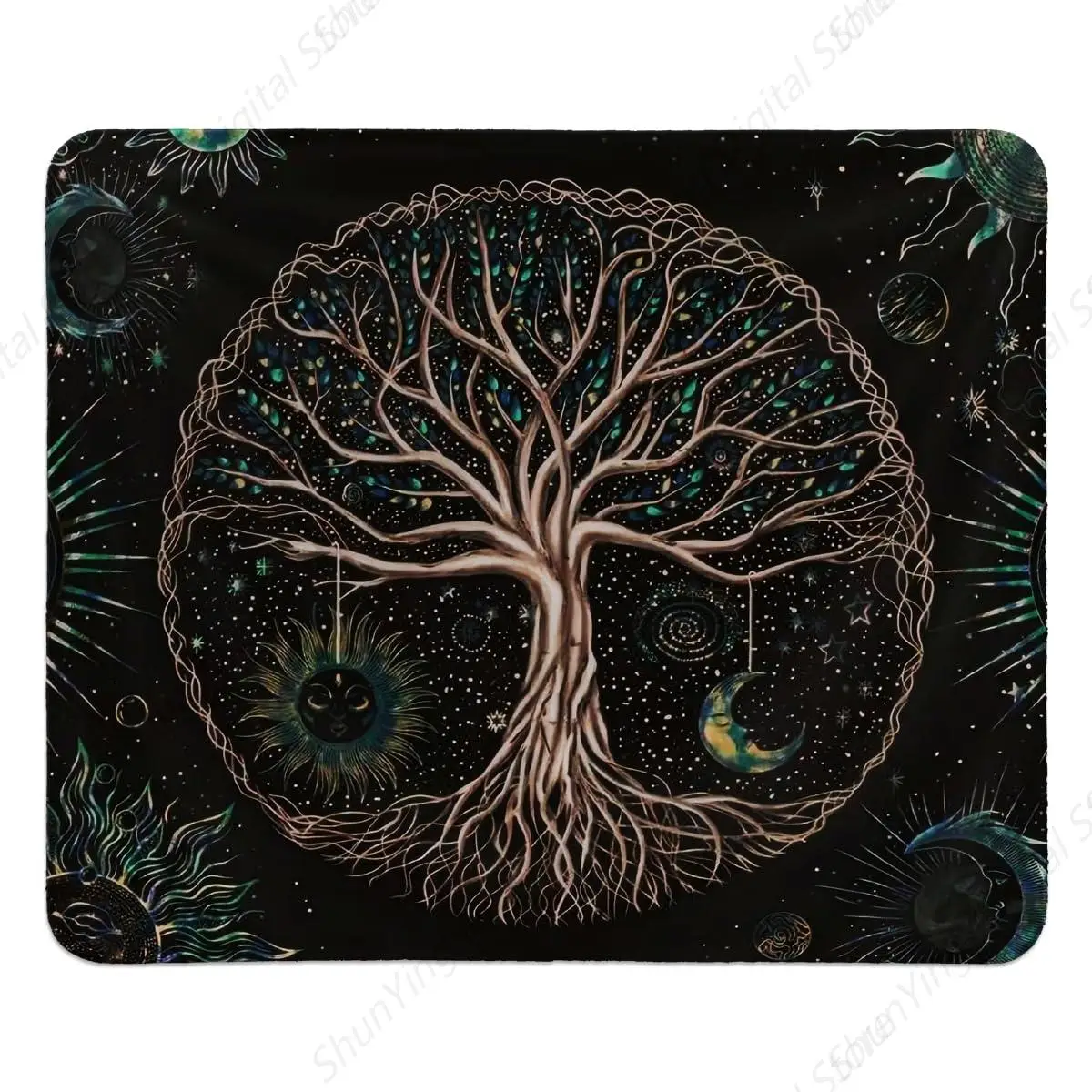 Tree Of Life Mouse Pad Pattern Sun And Moon Decoration Desktop Mouse Pad Suitable For Gaming Office Laptop 25*30cm