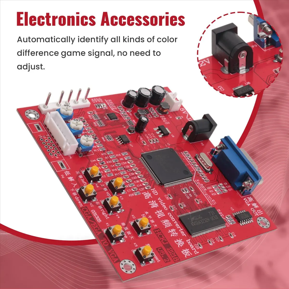 

Преобразователь игрового CGA в VGA, плата преобразователя видеоигр, конвертер RGBS/CGA в VGA HD RGB в VGA