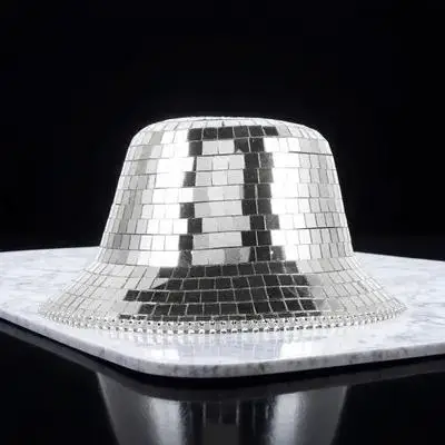 

Disco Bucket Hat Mirror Cowgirl Hat for Women Party Hats Glamorous Night Club Festival Wear Comfortable Fit All Day Shine