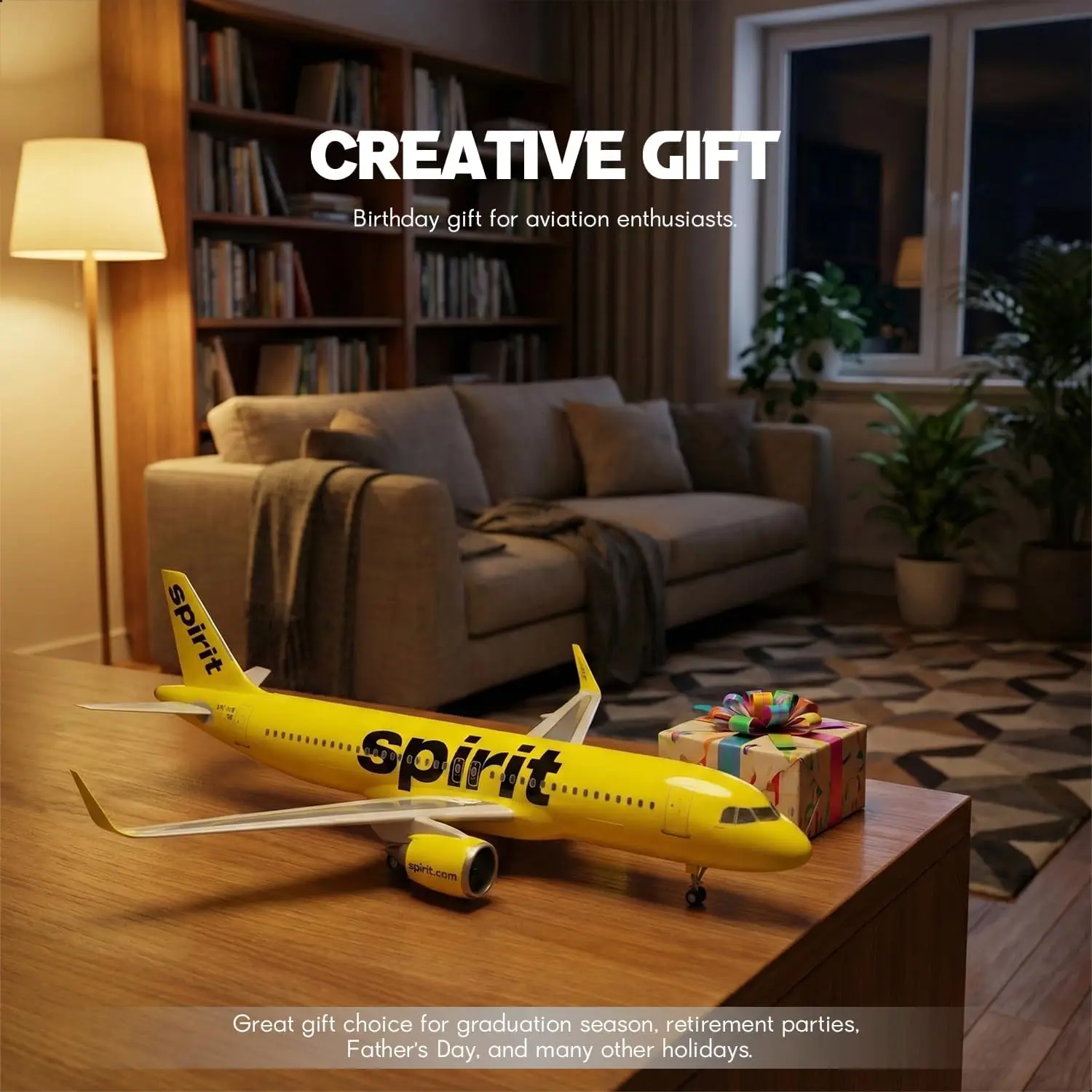 

1/80 Scale Aircraft Model A320neo Spirit Aviation 47cm Airplane Diecast Resin Light & Wheel Landing Gear Collectible Miniatures