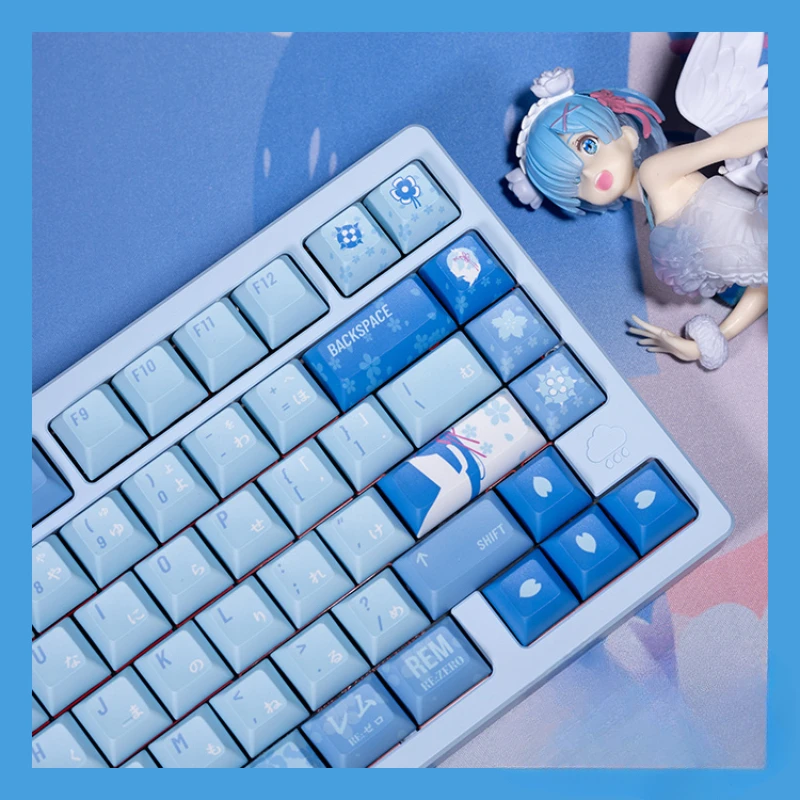 Maid Remlam PBT Anime Keycaps KCA Profile ROG Daredevil Drunken Deer Wooting Magnetic Switch Pink Key Caps Mechanical Keyboard