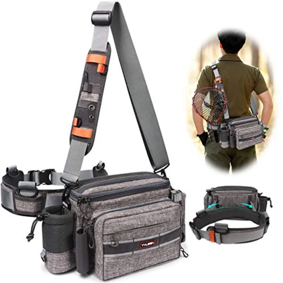 Sling Fishing Tackle Bag - Outdoor Tackle Box - Water-Resistant Waist Bag Cross Body Fly Fishing Sling Pack