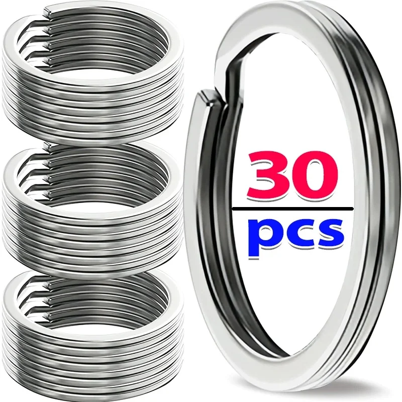10-30pcs Stainless Steel Key Rings Polished sliver Round Flat Line Split Keyring for Jewelry Making Keychain DIY Finding 25-35mm