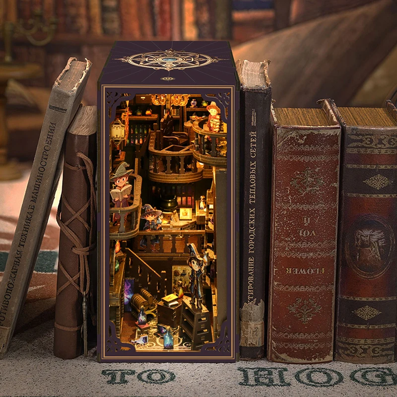 DIY 3D Wooden Book Nook Kit – Mysterious Miniature House Assembly Set, Aesthetic Bookshelf Decor & Creative Gift - view 3