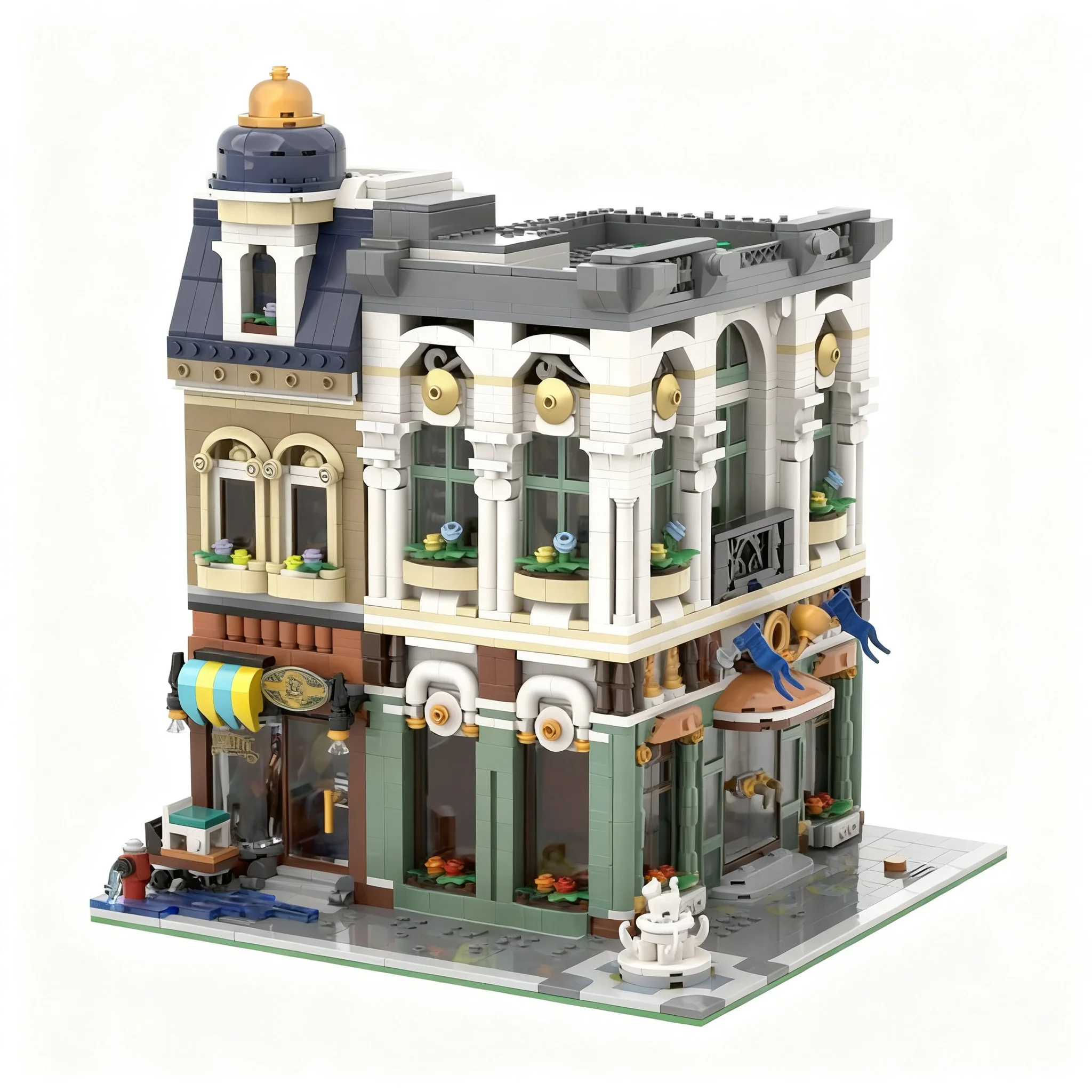2843pcs MOC Post Office Shopping Street Model Building Blocks Construction Toy Christmas Gift Creative Education Brick Assemble