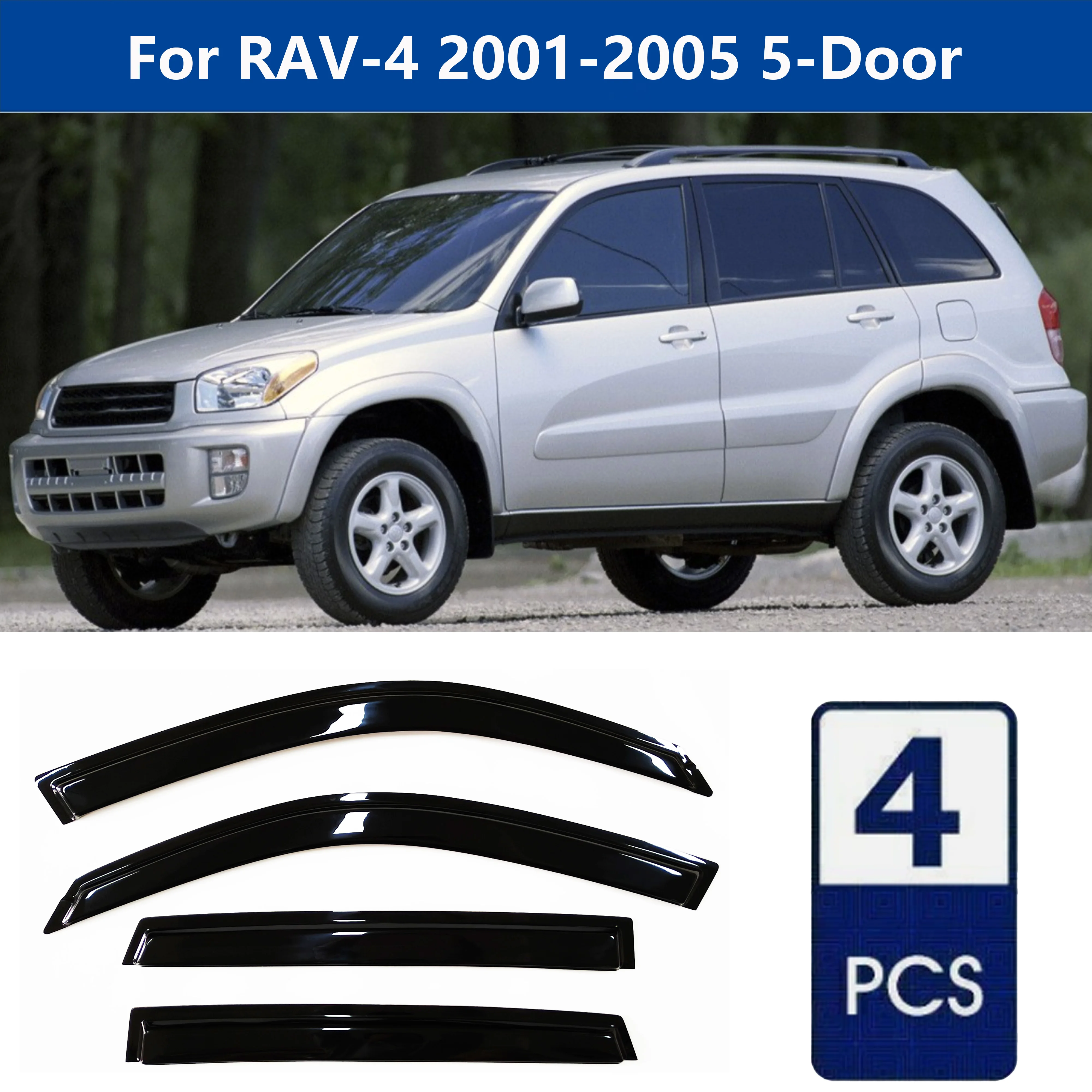 

AIBAP High-Quality 4pcs Car Windows Visor For Rav-4 2001-2005 5-Door window visors rain guards rain guard Sun Rain Visors