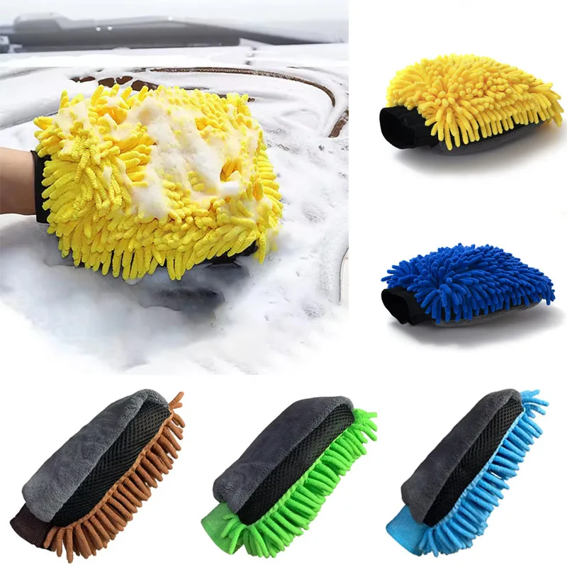 كبير ستوكات غسيل السيارات ميت مقاوم للماء الشنيل قفازات سميكة تنظيف السيارات ميت الشمع بالتفصيل العناية بالسيارات قفاز مزدوج الوجه #1