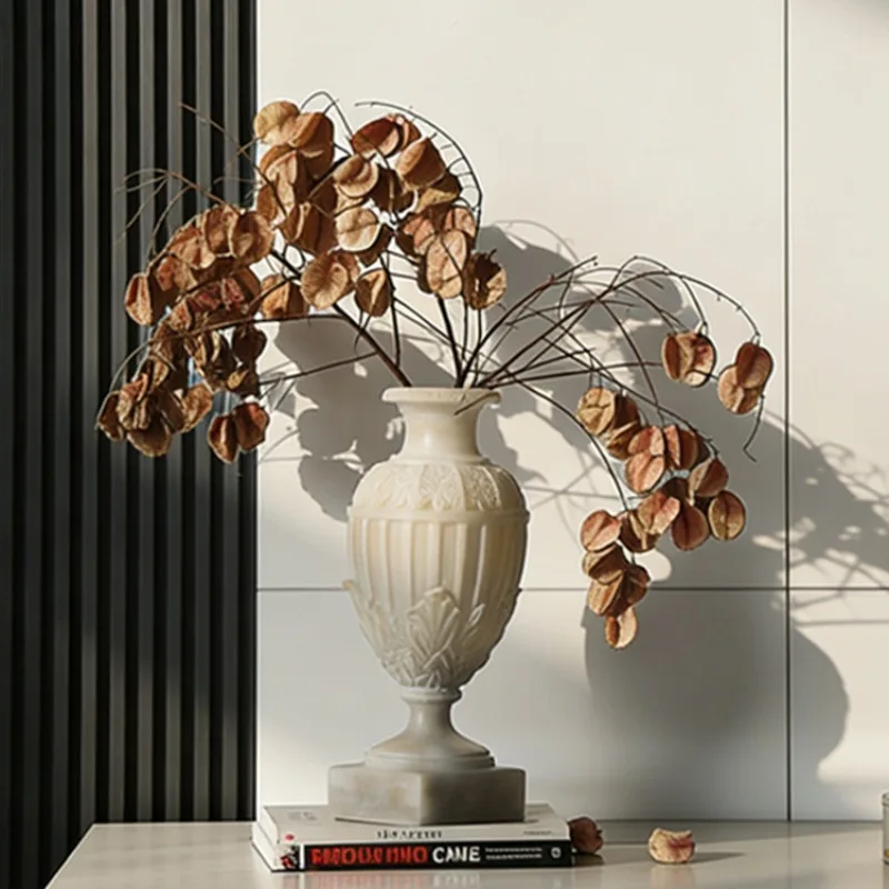 French medieval style imitation jade white vase, homestay model room balcony  niche home art ornament
