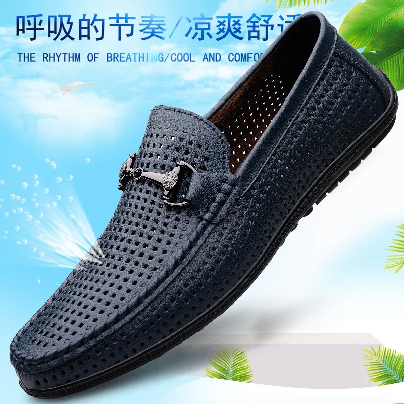 

Men's Shoes Genuine Leather Loafers Fashion Non Slip Walking Shoes for Men Outdoor Breathable Slip on Sneakers Driving Moccasins